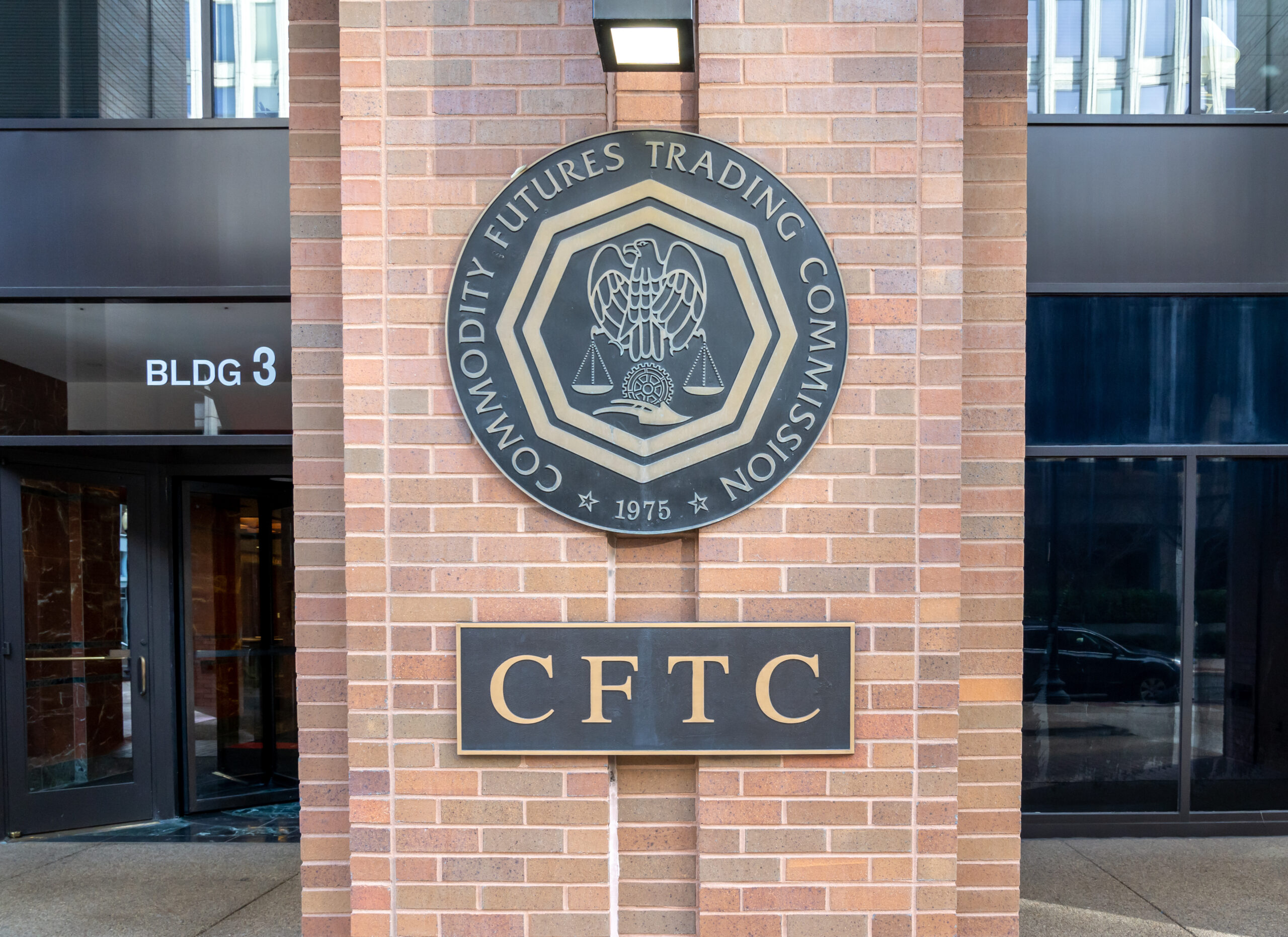 Washington, D.C., USA- January13, 2020: Sign of The U.S. Commodity Futures Trading Commission (CFTC) at its headquarters in Washington, an agency of the US government.