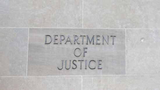 US Department of Justice Sign