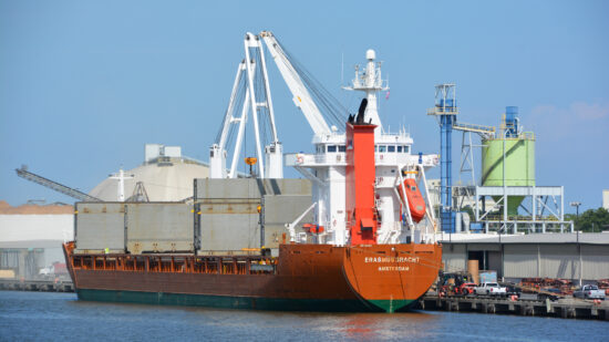 SAVANNAH GEORGIA USA:  Port of Savannah is a major U. S. seaport. Its facilities for oceangoing vessels line both sides of the Savannah River 18 miles (29 km) from the Atlantic Ocean
